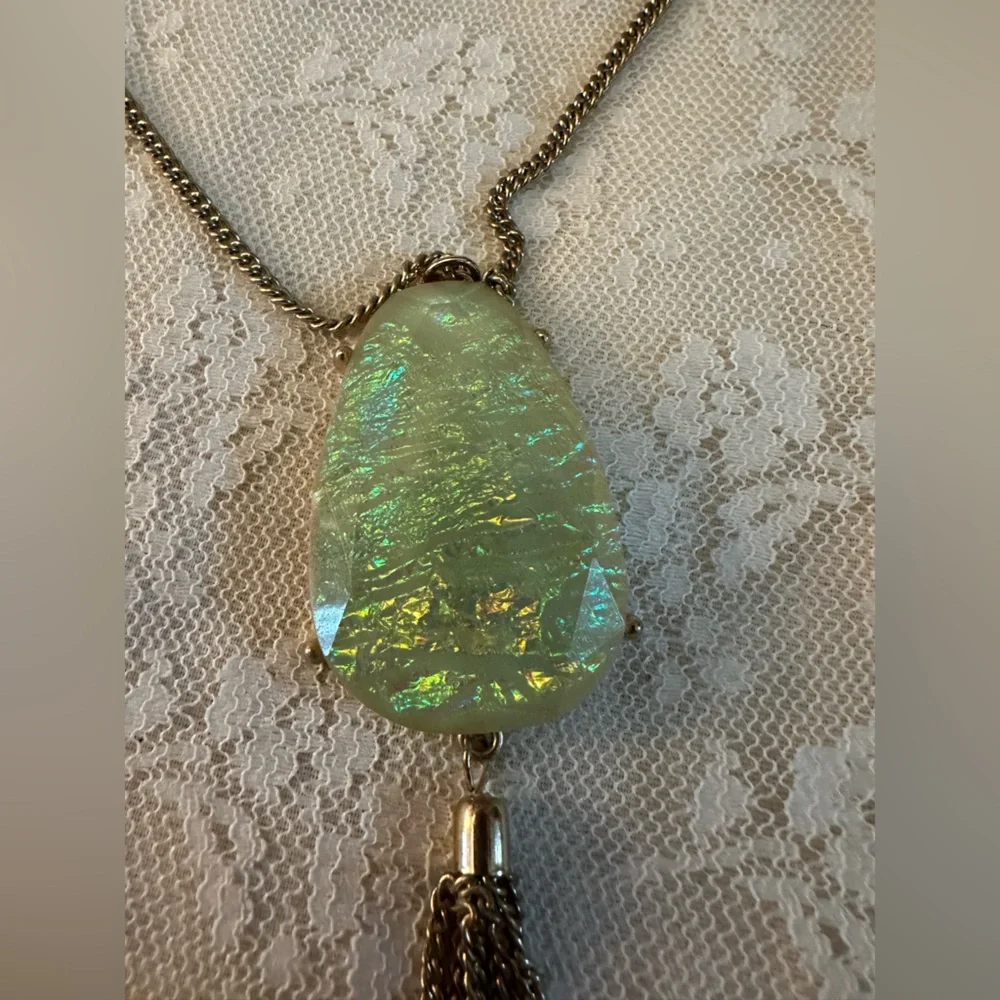 Gold Toned Faux Pendant Necklace